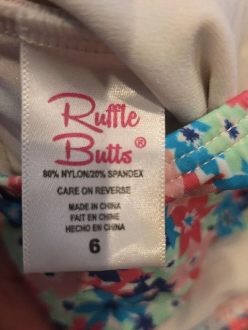 Ruffle Butts Floral One-Piece Swimsuit - Pink Navy Aqua SIZE 6